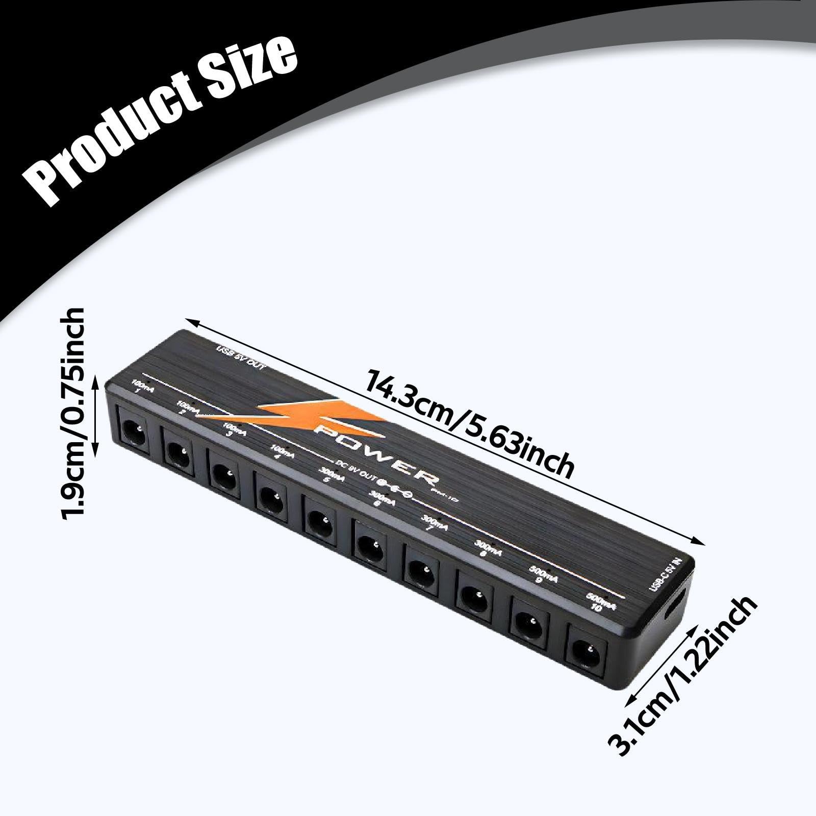 MagiDeal Alimentatore per pedali per chitarra, protezione da cortocircuito per pedali effetto 9V/12V/18V per musicisti professionisti, Nero