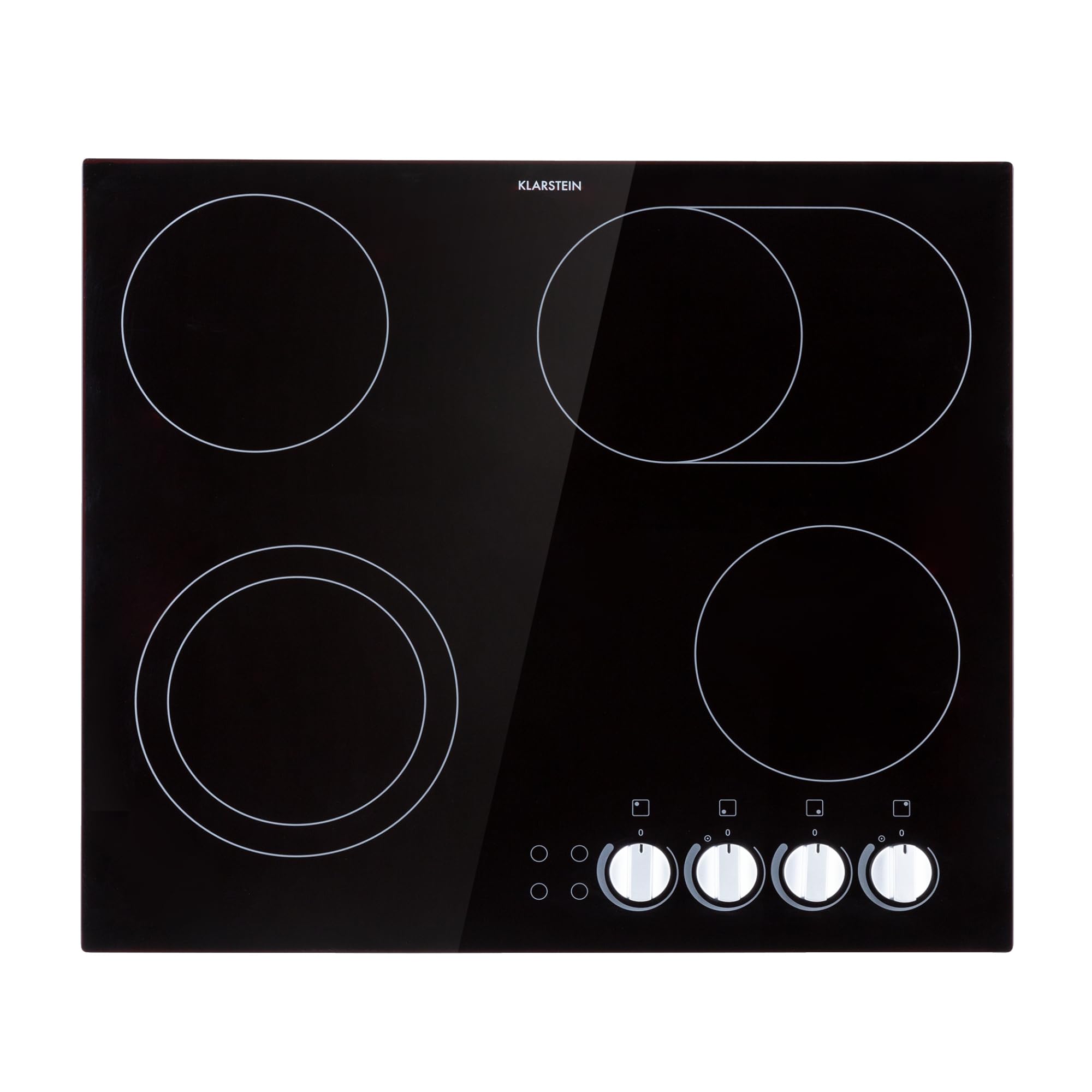 Klarstein Plaque Vitrocéramique 4 Feux Encastrable de 6500W, Plaque de Cuisson Vitrocéramique, Plaque Vitro 4 Feux, Table Vitroceramique, Cuisinière Électrique Vitrocéramique en Acier Inoxydable