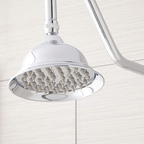 Miniatura 3 de Signature Hardware 429526 Dolwick - Sistema de ducha expuesto con cabezal de ducha de lluvia, ducha de mano y manguera, incluye áspero, níquel