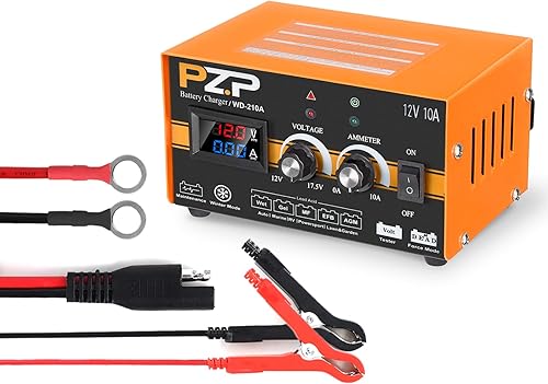 Miniatura 1 de PZP - Cargador de batería manual de 12 V, 0 a 10 A cargador de batería de auto ajustable arbitrariamente, desulfatador de batería con reparación,