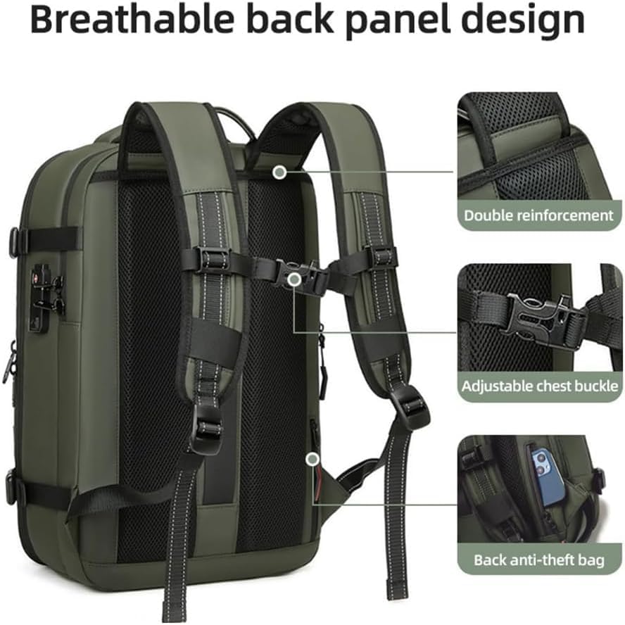 Backpack,One Backpack, Large Capacity Travel Back Pack, Expandable Bacpack 60 L (Blue,With pump)4