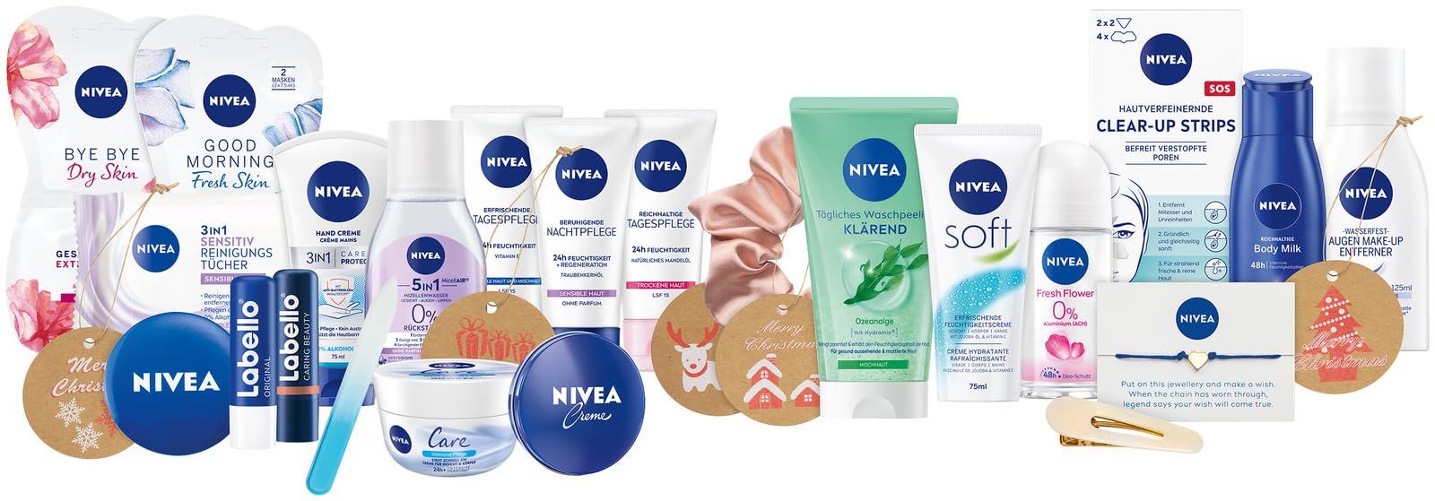 NIVEA Adventskalender 2022 für 24 einzigartige Verwöhnmomente, Weihnachtskalender mit ausgewählten Pflegeprodukten & Accessoires, Pflegeset für die Adventszeit, Blau, 916.0 milliliters