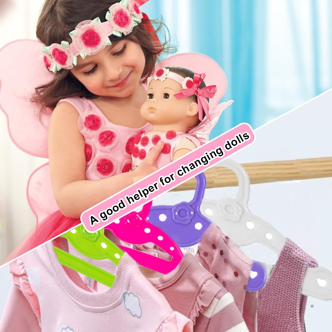 Appendiabiti per Bambole Accessori Appendini Grucce alla Moda per 11.5 Pollici 28-30 CM Bambola, 10 pezzo
