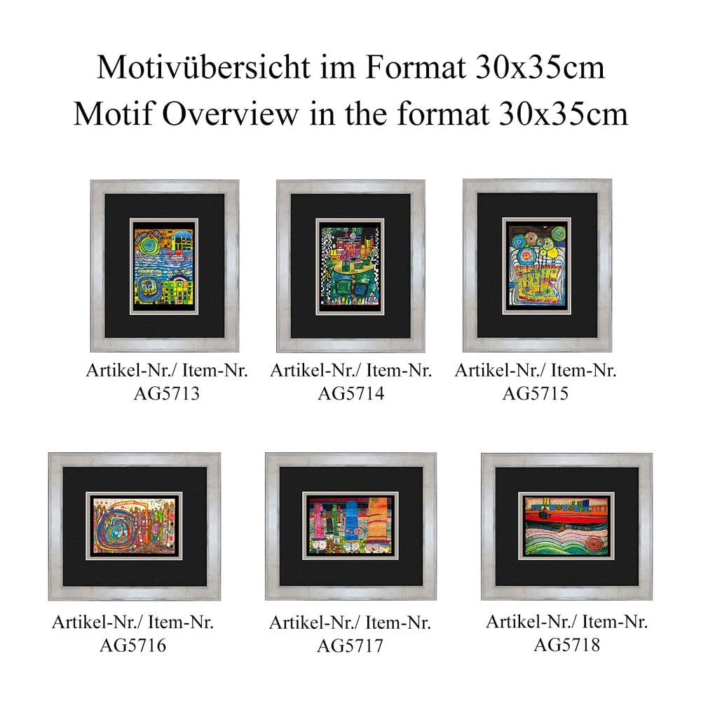 artissimo Bild gerahmt 30x35 cm Friedensreich Hundertwasser „Who has eaten all my windows“ AG5716 – hochwertiger Kunstdruck mit Rahmen, kleines Wandbild für Bilderwand, Büro & Praxis