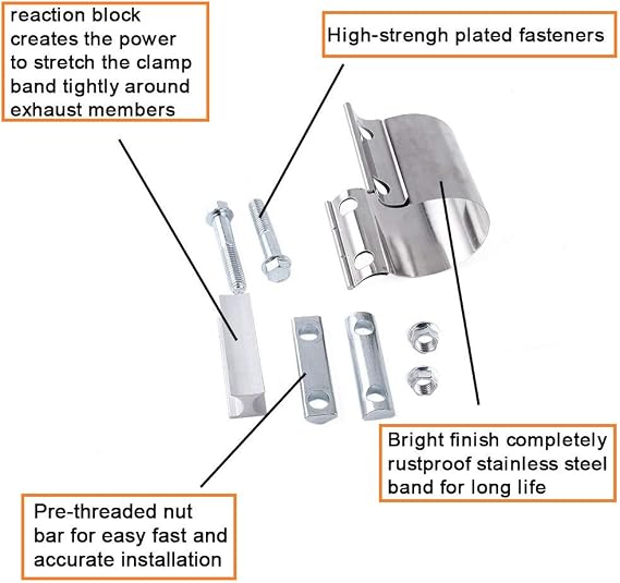 Stainless Steel 2.5 Butt Joint Exhaust Clamp (2Pcs)