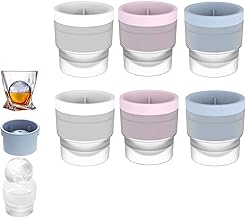 Chiclify Ice Ball Round Ice Cube Mold Easy-Release Sphere Ice Maker Silicone Ice Cube Molds Reusable Round Ice Cube Mold for Jelly Milk Juice Chocolate or Cocktails Whiskey & Funnel (Mix-6pcs)