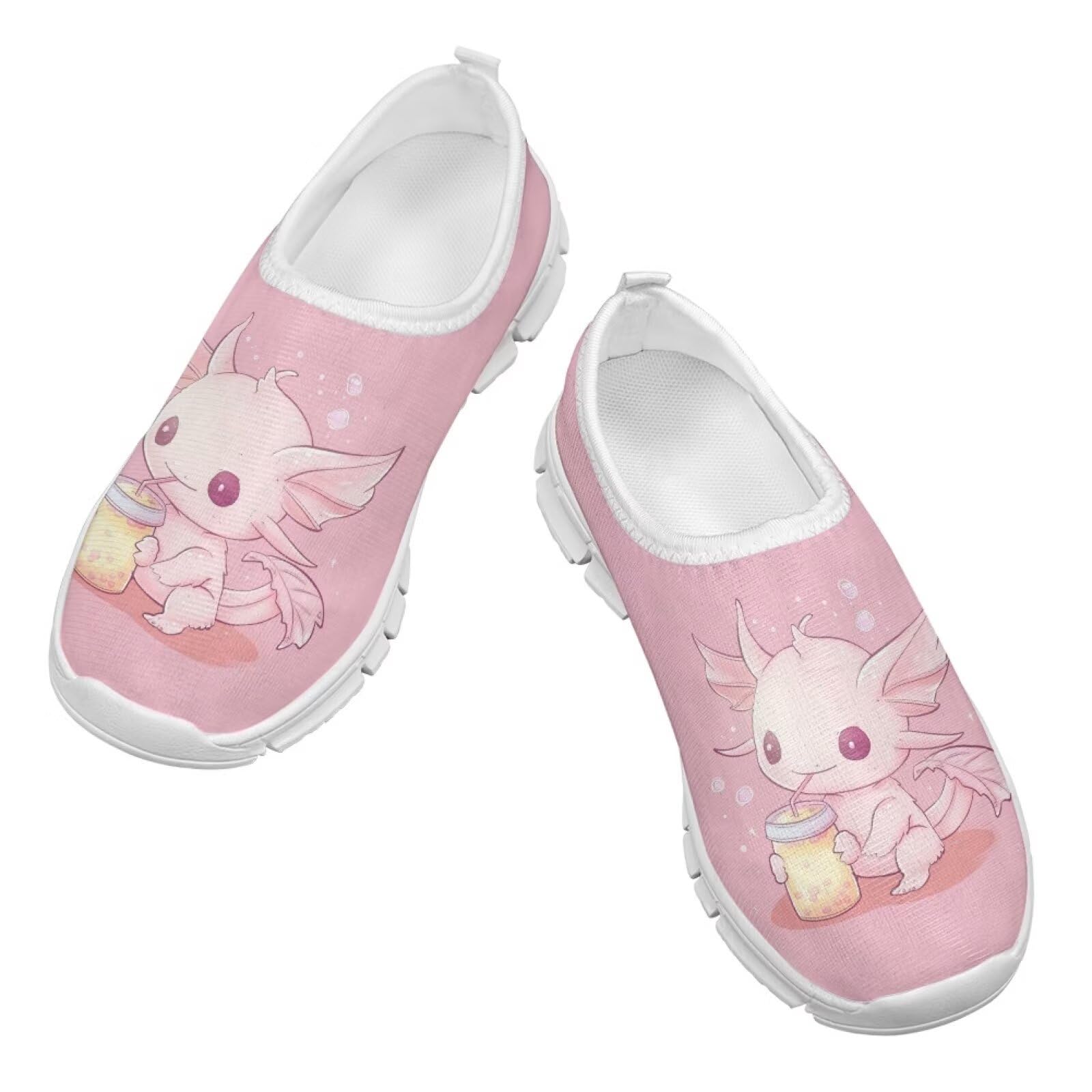 XXQGOMG Axolotl Shoes for Girls Slip on Shoes for Girls Size 3 Cute Shoes for Girls 10-12 Tennis Running Shoes Kids Fashion Floral Athletic Gym Shoes,Size 34