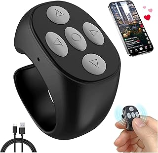 جهاز تحكم عن بُعد لاسلكي يعمل بتقنية البلوتوث مع حلقة تصفح وسكرول على تيك توك، قابل لإعادة الشحن، متوافق مع كاميرات تيك توك وفيديوهات آيفون وأندرويد