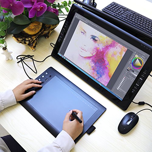 GAOMON M106K - 10 x 6 Zoll Profi Grafiktablett mit 12+16 Programmierender Tasten und Kabellosem Stift