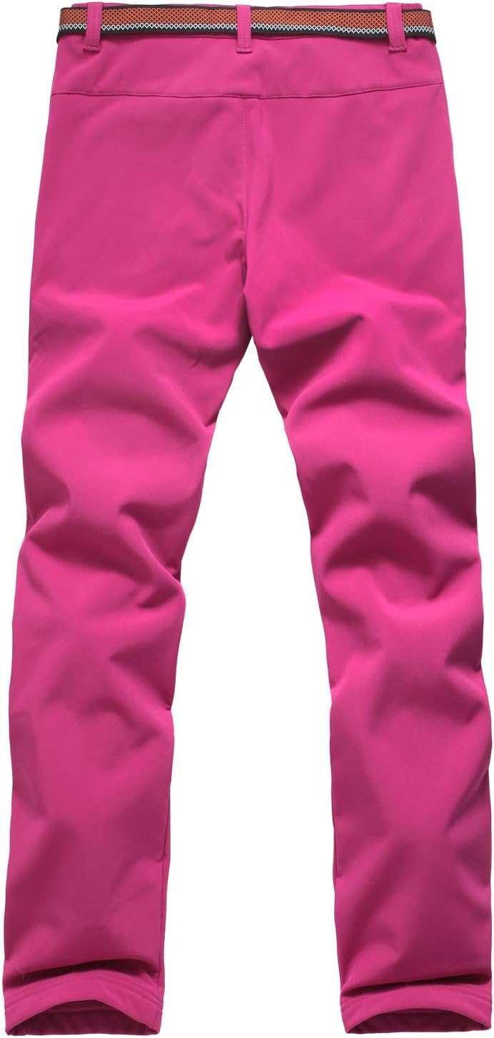 JOMLUN Women's Outdoor Windproof Waterproof Hiking Mountain Ski Pants Soft Shell Fleece Lined Trouser