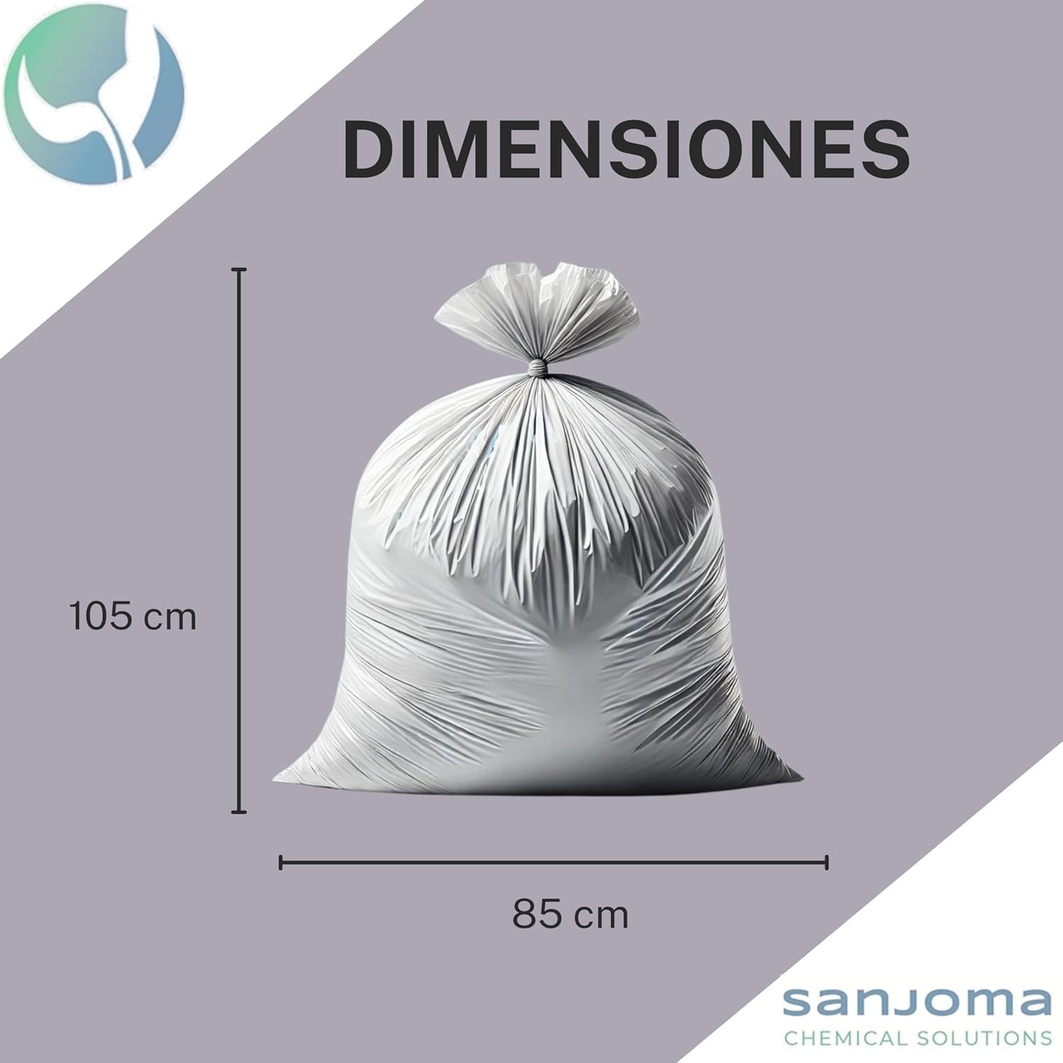20 rollos de bolsas de basura blanca 100L (85x105 cm) – Galga 130 extra fuertes, ecológicas y compostables – 10 bolsas por rollo