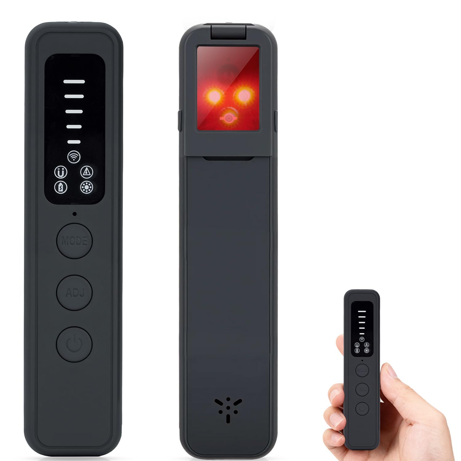 Mcbazel Detector de Cámara Oculta,6 en 1 Mini Detector Espia y Localizador GPS para Coche, Escáner de Señal RF para Microfonos y Spy Camera, Alarma de Puerta para Hotel y Oficina