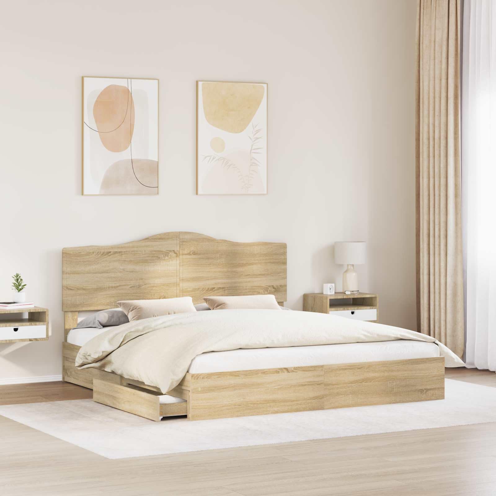 Madera con cajones dormitorio moderno Roble Sonoma 180 x 200 cm