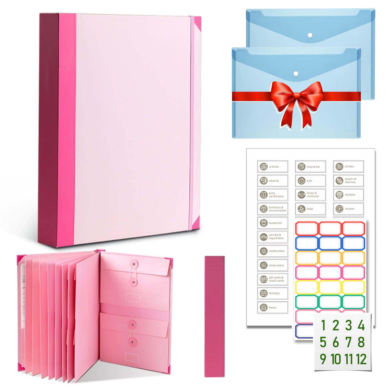 in Case I Die Binder UK, Important Document Organizer, in Case I Go Missing Binder for Important Document Folio Multipurpose Portable File Folder for Work Office School Home (Pink [+Thick])