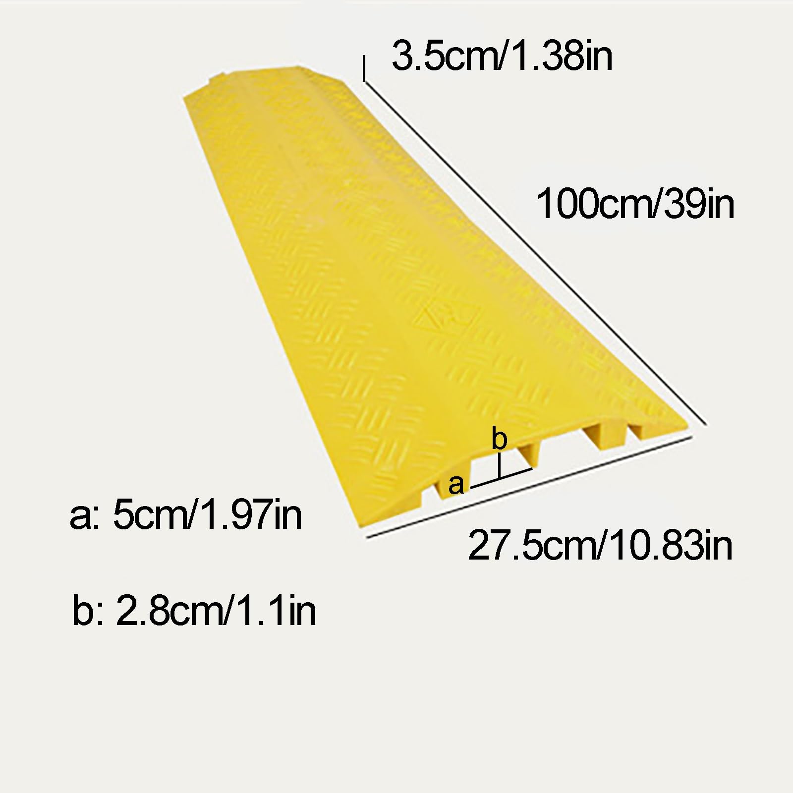 Canaleta Cables Cubre Duraderas Pasacables Suelo Ocultador de Cables de Plástico Cubierta para el Hogar, la Oficina o Exteriores(Yellow,27.5x3.5cm/10.8x1.4in)
