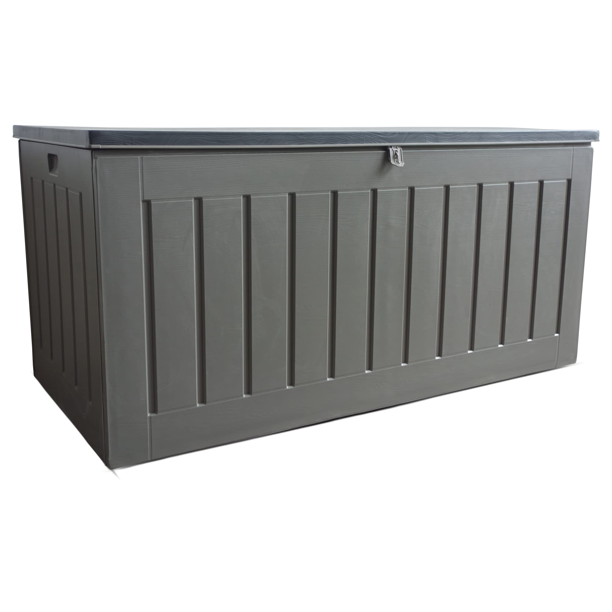 – 830L XXL Garden Storage Box & Seat for 2 - Outdoor Large Plastic Weather Resistant Tool Storage Chest with Lid - Lockable - Includes Padlock | Waterproof Deck Box for Cushions & Toys