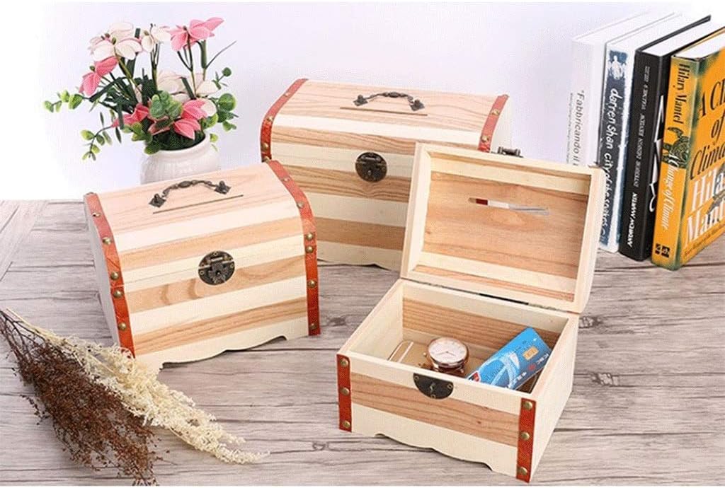 Piggy Bank- Beautiful Handmade Wooden Money Bank in Square Shape Carving Work with Coin Slot for Kids