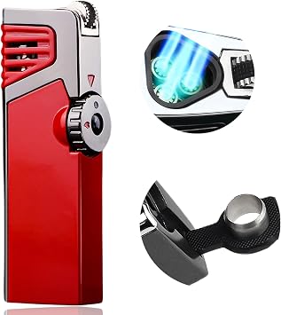 WEQTETJU Portable Flint Lighter, Metal Triple Jet Torch Lighter, Refillable Jet Lighters, Unique Gifts for Men Lighters for Candle Hiking GearNo Butane Fuel #5