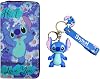Suitable For Disney Stitch Cute Cartoon Large Capacity Kids PU Wallet with Stitch Keychain, Clutch Bag, Fashion Zip Wallet