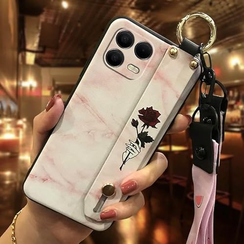 Phone Case Compatible with TCL T-Mobile Revvl8 Pro/T Phone3Pro, Silicone Anti-knock Flower Back Cover Dirt-resistant Wristband P