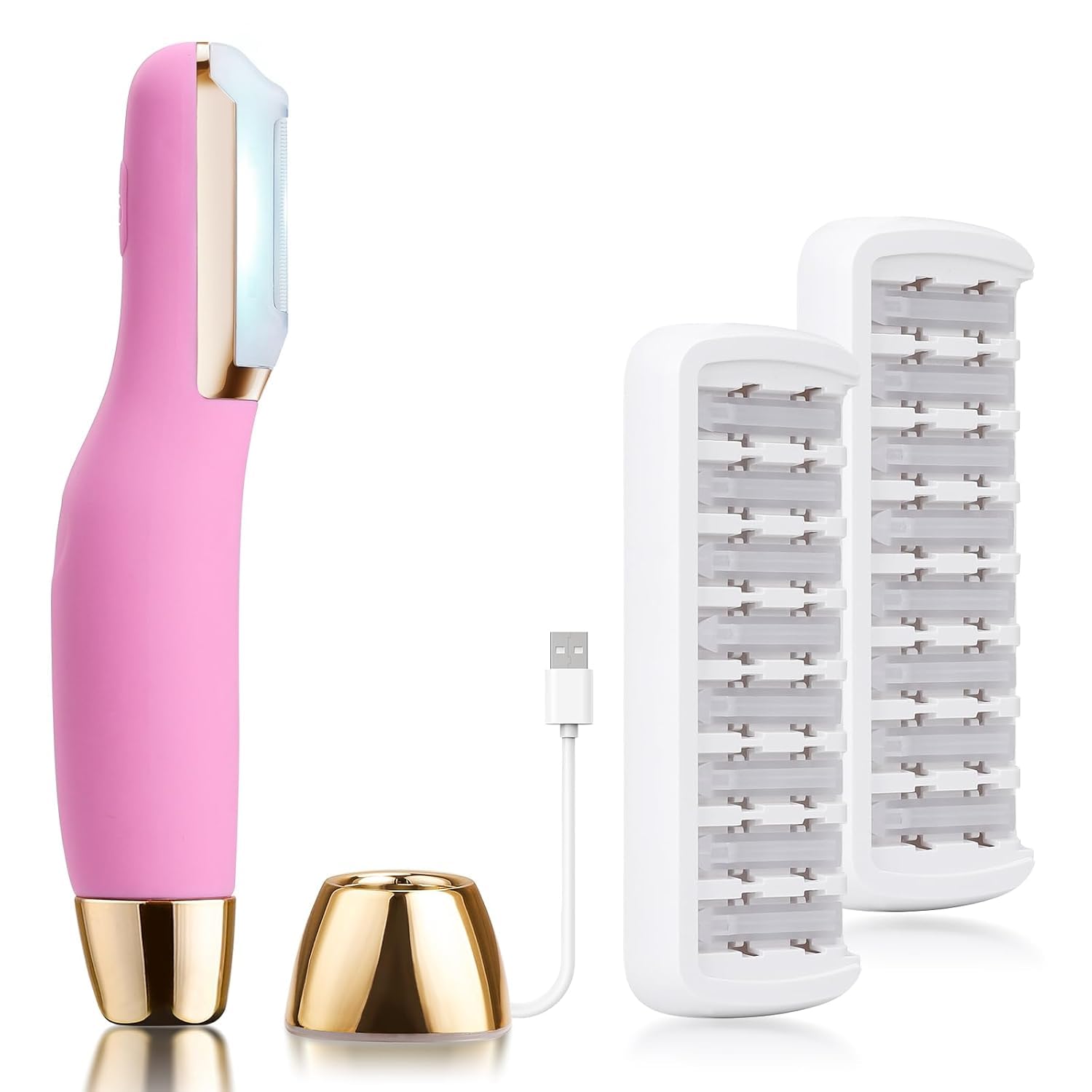 Sonic Dermaplaning Tool - Electric Facial Hair Remover for Women & Eyebrow Trimmer, Exfoliating Face Razor with 16 Replacement Blades (6 Months Supply) for Peach Fuzz & Dead Skin (Green)