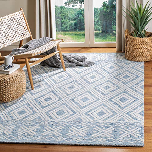 Tapete Safavieh 8x10 Micro-Loop Azul e Ivory