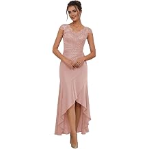 Mother of The Bride Dresses for Women Lace Mermaid Cap Sleeve Tea Length Mother of The Groom Dresses for Wedding