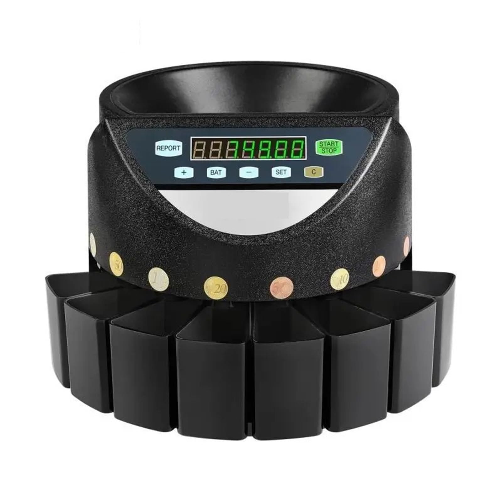 Contatore automatico for monete in euro da 300 monete/min, professionale, elettrico, con display a LED, for negozi scolastici, banche e attività commerciali Adatto a Numerosi Settori