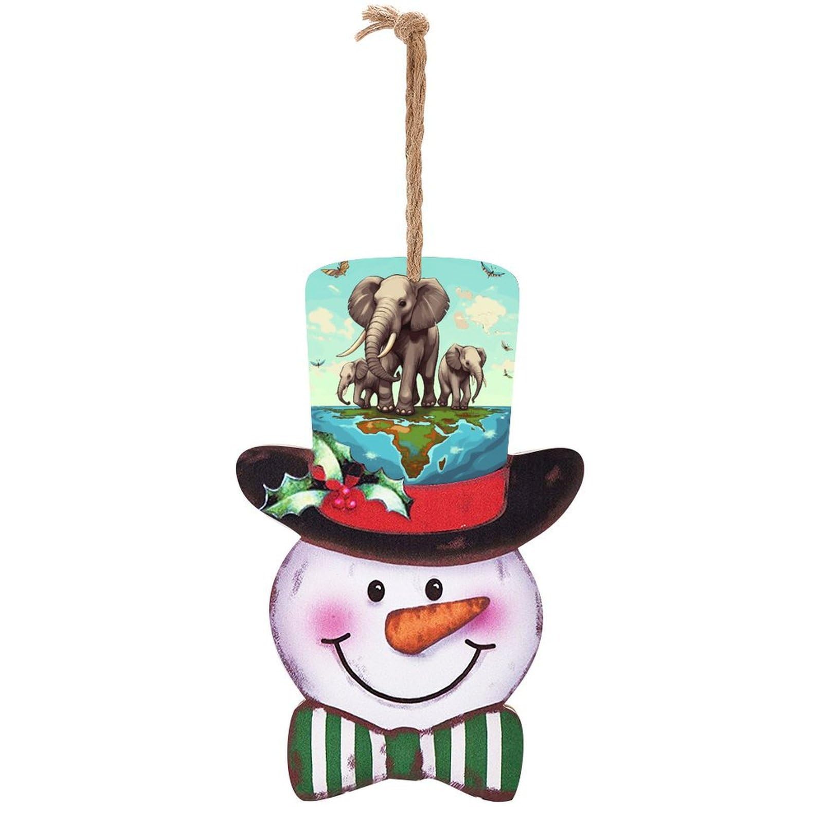 Elephants Snowman Decor Christmas Snowmans Hanging Decors Wooden Exquisite Holiday Decoration Sign for Home Window Wall Farmhouse Indoor Outdoo