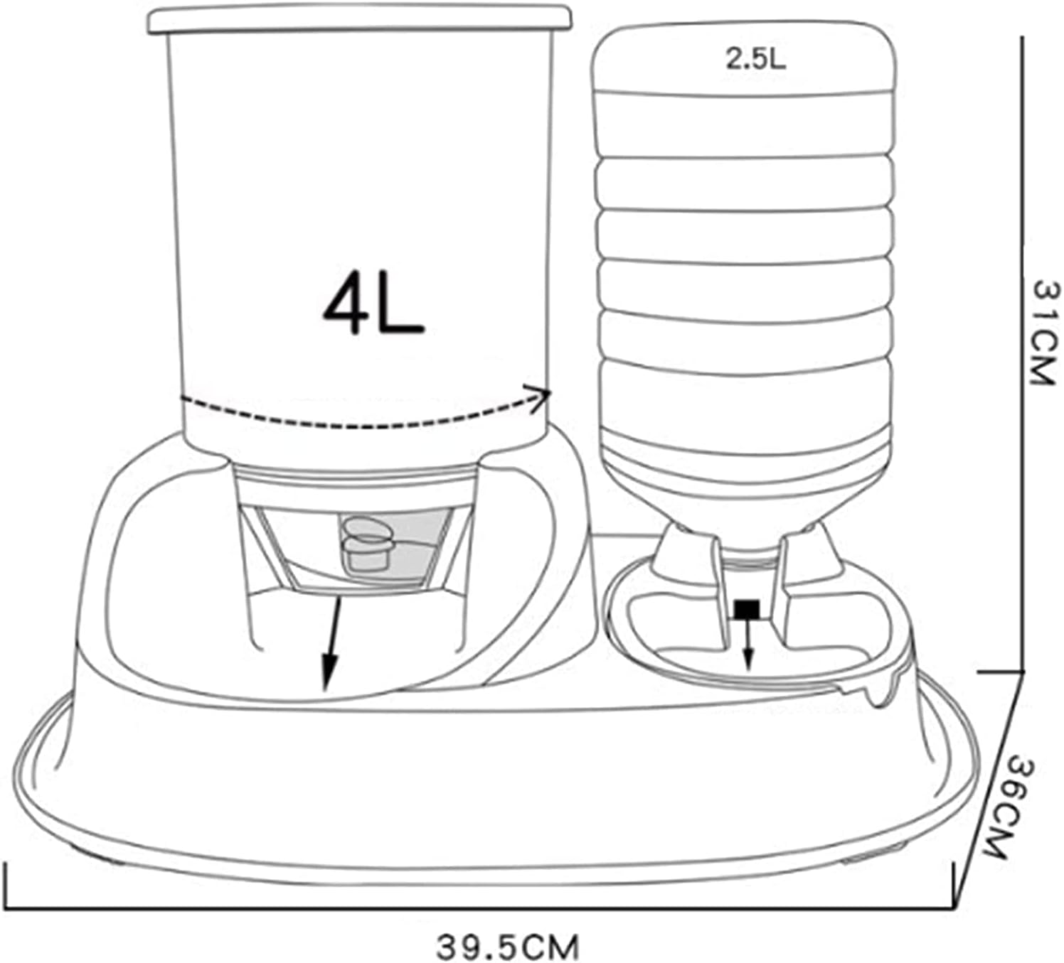 Dispenser 2 in 1Pet Bowl Fountain Automatic Water Food Feeder Dispenser Container for Cats Dogs Self Dispenseing Cat Feeder and Dog Water Dispensers Travel Supply cat Fountain (Blue)