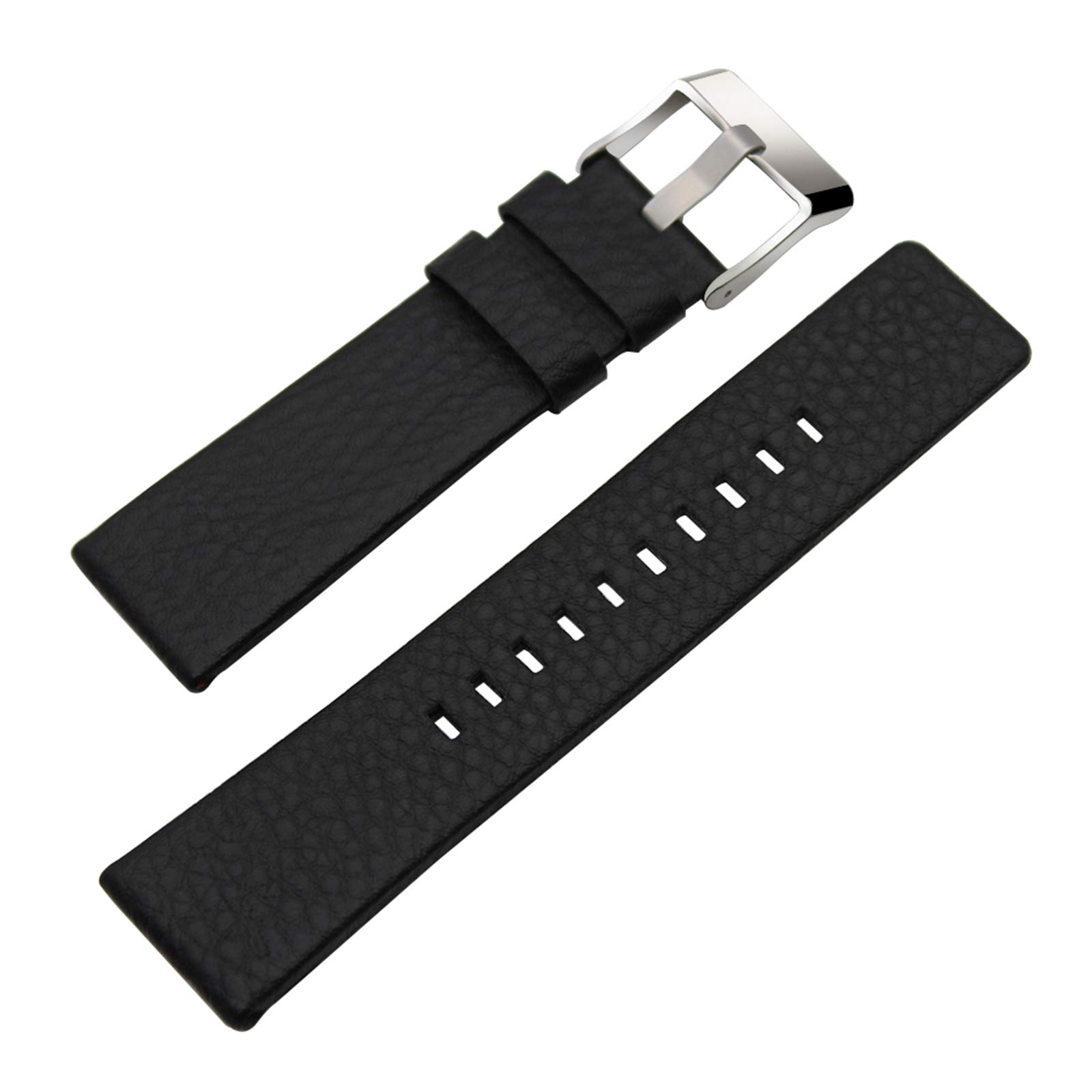 Bracelet Cuir Vache 26 Mm Noir Point Blanc - Pour Montre 26 Mm (style Panerai) - Neuf Sans étiquette