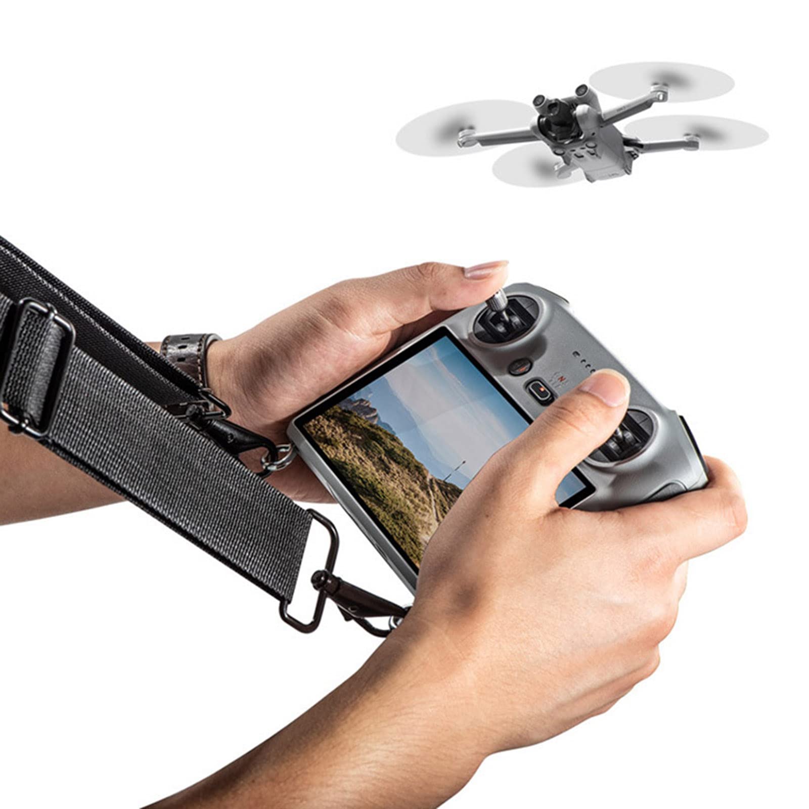 LICHIFIT Halsschlinge Für DJI Mini 3 Pro Fernbedienung – Breit, Schwarz-gelb, Mit Warnschild