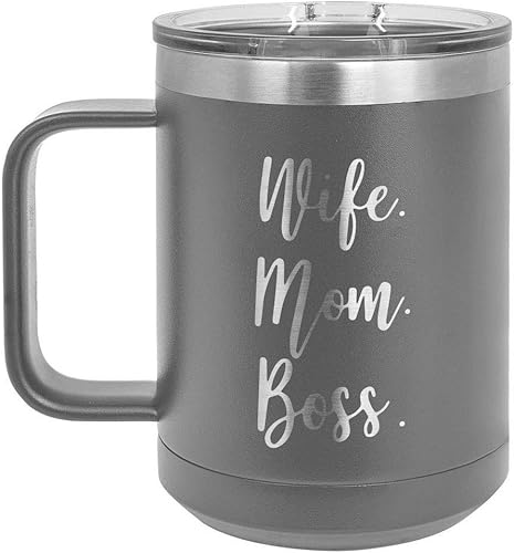 Miniatura 6 de Taza de café con tapa abatible para mujer y mamá jefe de 15 onzas, con aislamiento, ideal para regalo de cumpleaños o Navidad de mujeres o hombres