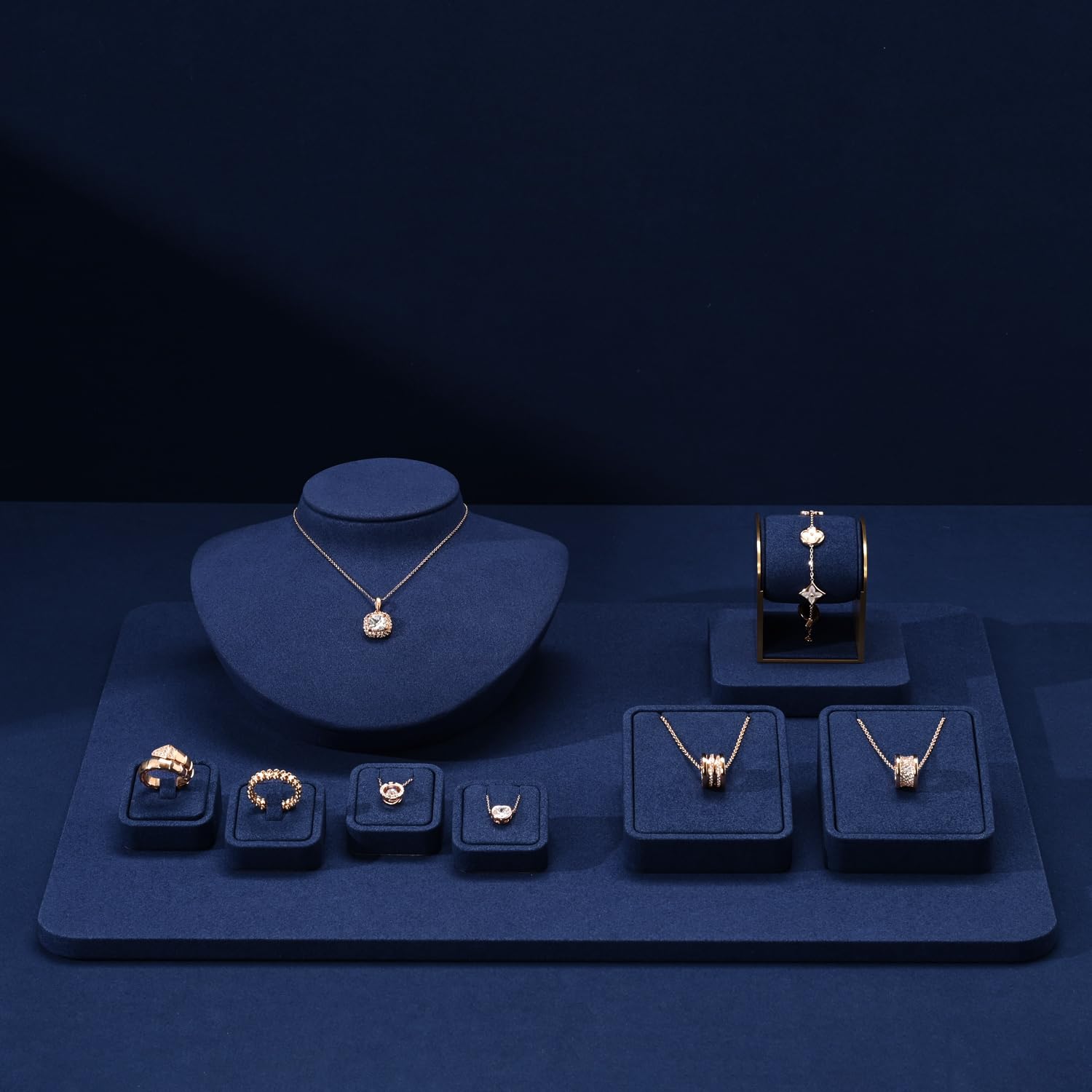 Oirlv Bleu Microfibre Petits Accessoires Pour Bijoux PréSentoir Pour Bijoux Buste Collier（TT30706）