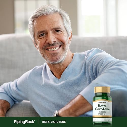 Miniatura 6 de Piping Rock Suplemento de betacaroteno | 25000 UI cápsulas blandas | 7500 mcg | 100 unidades | Vitamina A | Sin OMG, sin gluten
