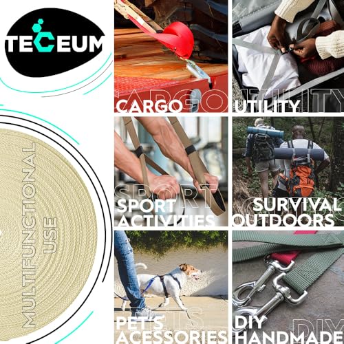 Image of TECEUM 3 /4 inch & 5 /8 inch & 1 inch & 1.5 inch & 2 inch Webbing - 10 25 50 Yards - 40+ Colors - Heavy Duty 1 Inch 1.5 Inch 2 Inch Backpack Straps - Webbing for Outdoors Indoors Crafting DIY