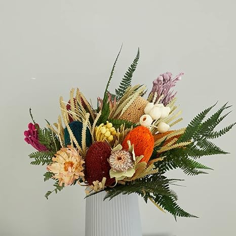 Amazon Co Jp ドライフラワー 花束プレゼント 花束 枯れない花 天然真花仏塔針敷き花ドライフラワー帝王花レトロフラワーフラワーブーケリビング装飾置物 1本 ランキング 人気 父の日や卒業ギフト セット セット2花瓶なし ホーム キッチン