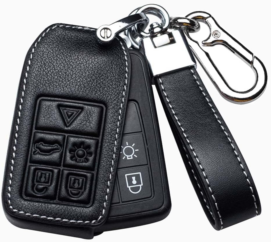 ontto 1 Piece Leather Zinc alloy Car Key Fob Case Key Cover for Volvo