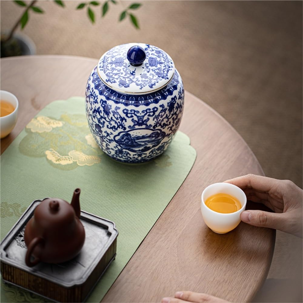 LYGSWDB Teedose, Vorratsbehälter für große Teemengen, Glas mit Deckel, Keramikglas, großes Fassungsvermögen, versiegeltes Glas, Retro-Chinesisches Teeset, Einzelglas-Teedose (A, M)