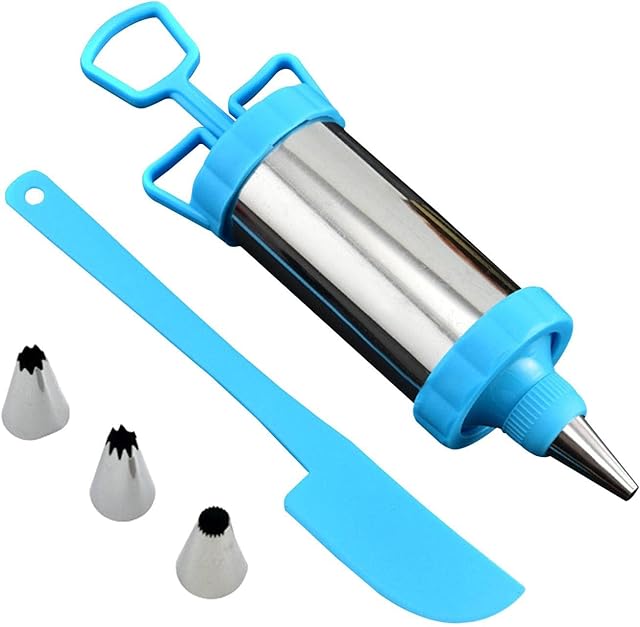 Binle Pastry Syringe Decorating Kit, Durable Stainless Steel Dessert Decorator Plus Cake Decorating Tool and Cake Icing Tool, Multi-Color Filling Injector for Fondant Cupcakes Cookies Cream