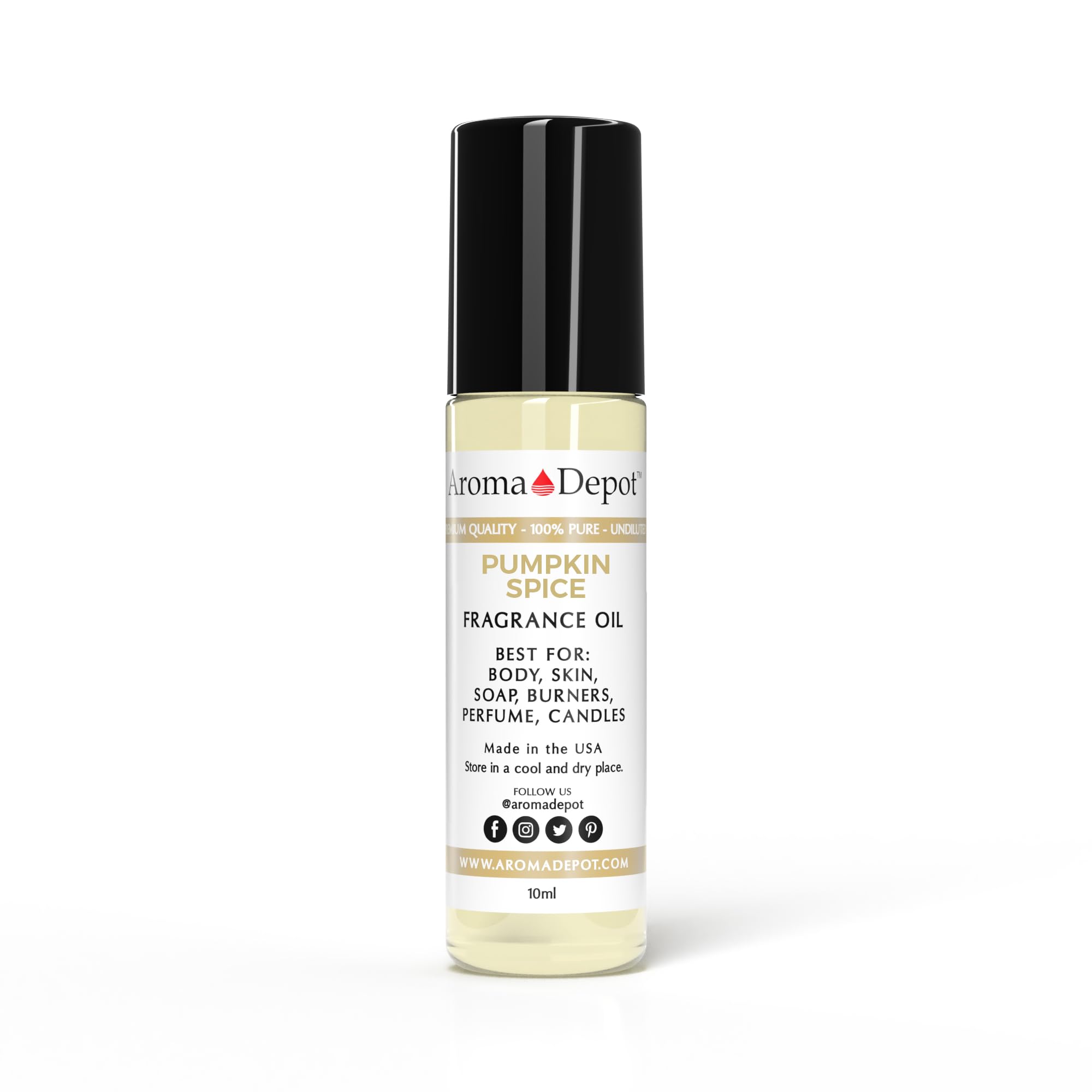 Aroma Depot 10 ml. Roll On Pumpkin Spice Perfume Oil for Making, Body Oil, Soap, Candle Making &amp; Incense. Our Version is a Premium Quality Undiluted &amp; Alcohol Free