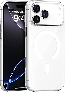 جراب موبايل شفاف مغناطيسي متوافق مع تقنية شحن ماج سيف مضاد للاصفرار وممتص للصدمات لموبايل آيفون 17 برو ماكس 6.9 بوصة 2025 من فوفيبو