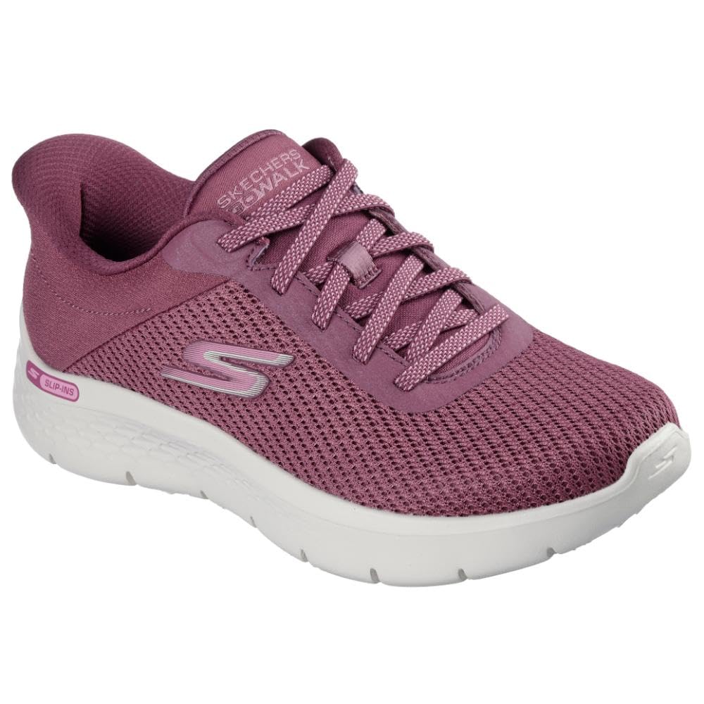 Skechers Women's Go Walk Flex Carla Slip-in Trainers, Burgundy Textile/Trim, 7.5 UK