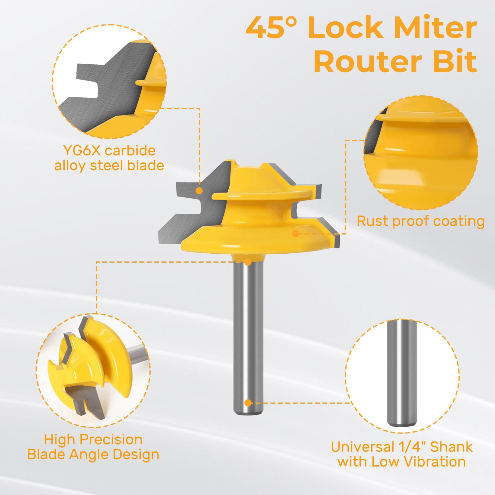 45 Degree Lock Miter Router Bits - 3 Piece Set -5 45 Degree Lock Miter Router Bits - 3 Piece Set -5