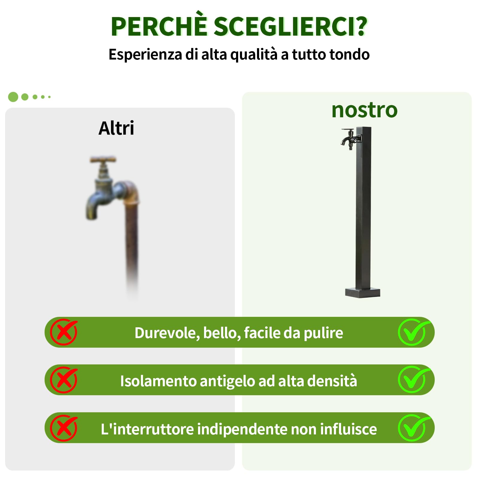 Robinet d'Extérieur Vertical en Acier Inoxydable, fontana da giardino esterno, Design Moderne et Élégant, Hauteur 60cm ou 95cm, Antigel Intégré, Pour Jardin, Terrasse, Villa