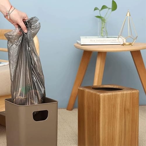 Miniatura 6 de Cubo de basura de madera con barril interior para la oficina en casa, papelera (color B, tamaño 8.1 x 8.1 x 11.4 in)