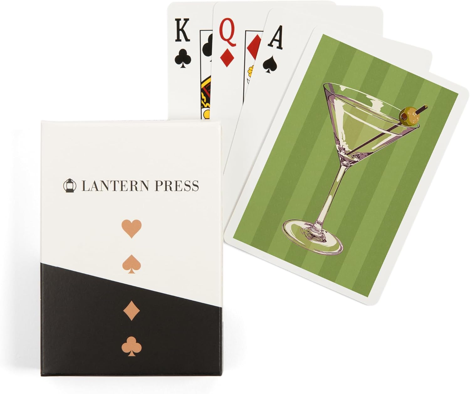 Martini Glass, Letterpress, 52 Playing Cards for Adults, Poker Size Card Deck