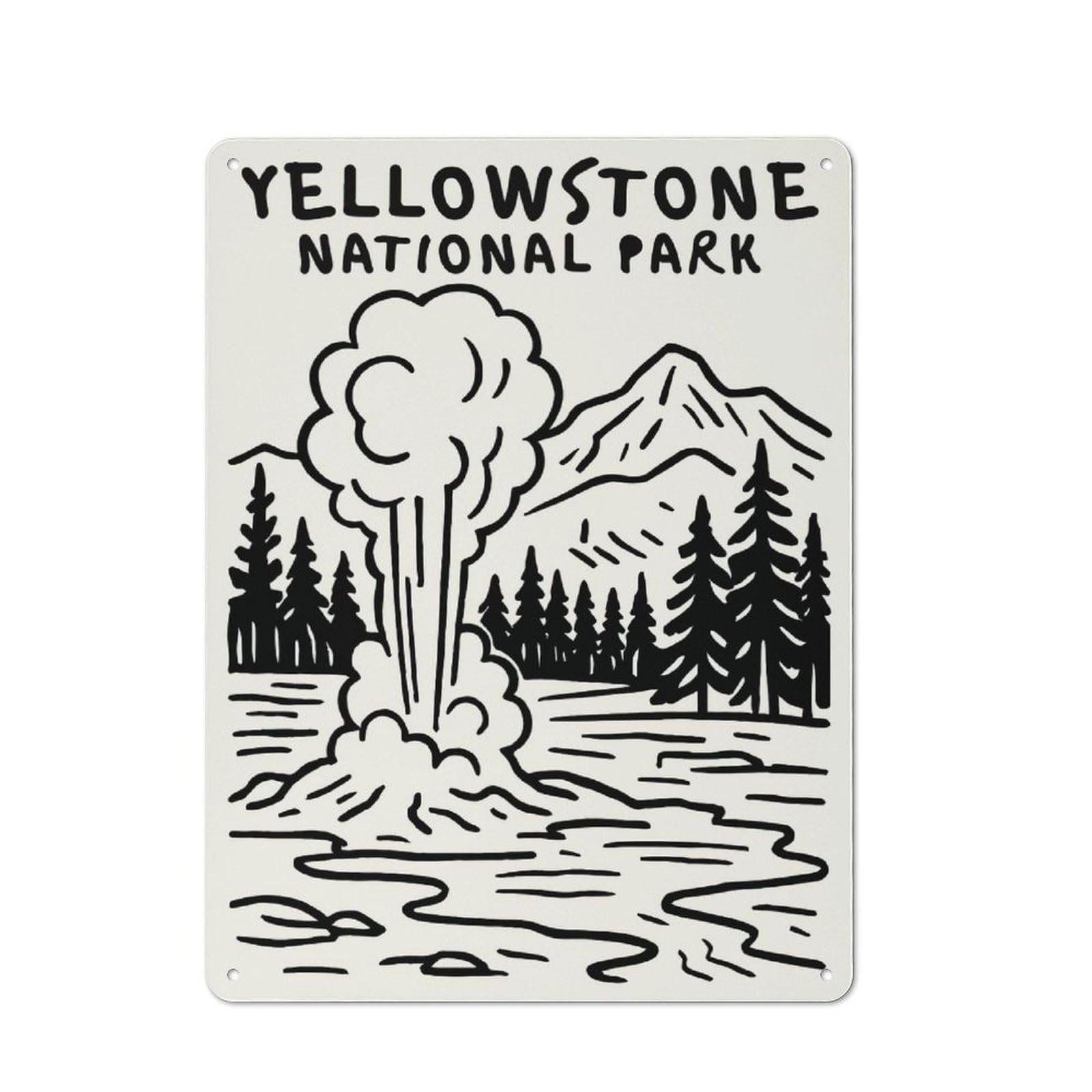 Junmoney Style-21 Retro-Style Metal Sign 40X30cm Featuring Yellowstone National Park Geyser For Garage Wall, For Vintage Wall Decor Fans, For Metal Sign Collectors