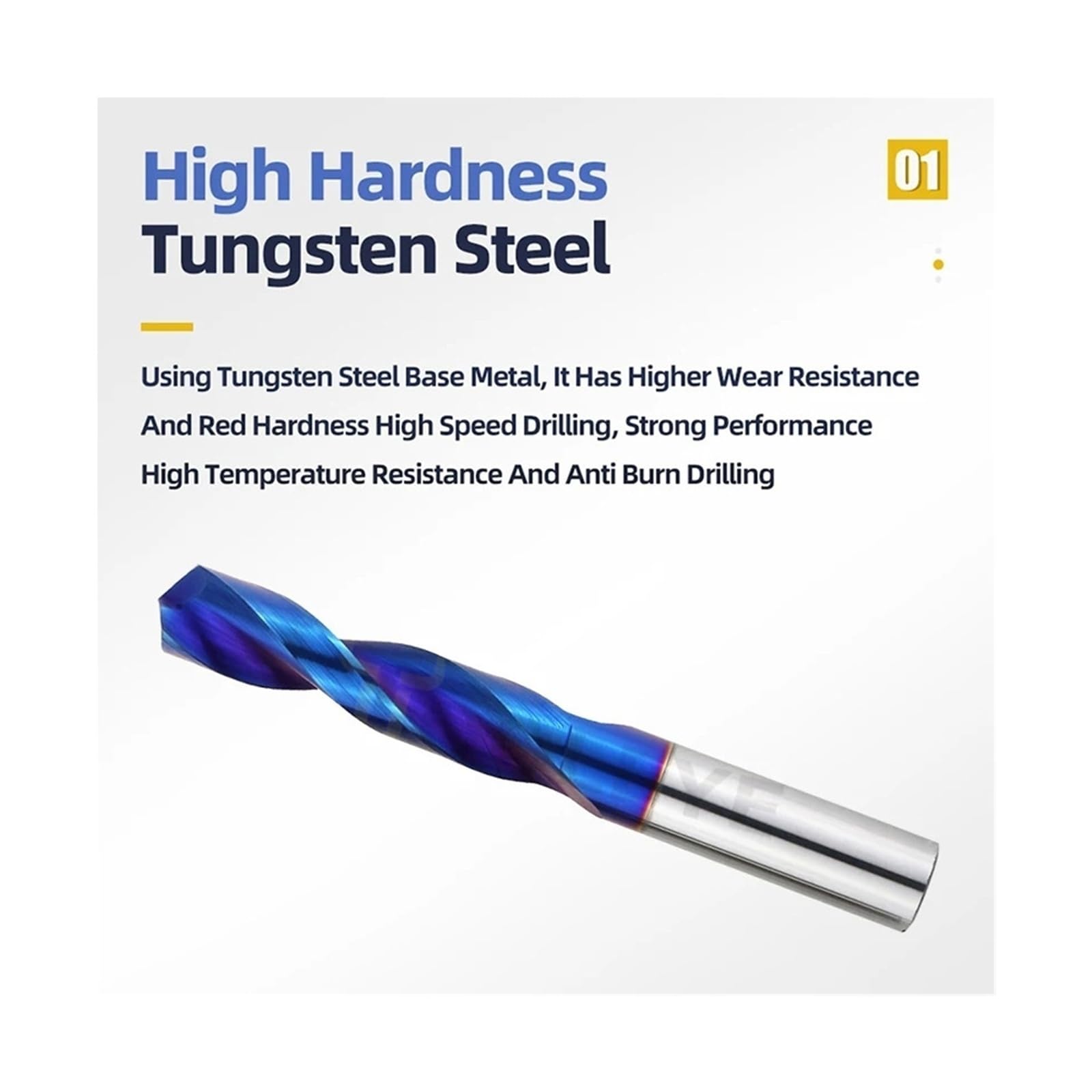 1PCS Punte da trapano in metallo duro Punte in metallo duro Punta elicoidale in acciaio al tungsteno for la lavorazione dei metalli Utensili di perforazione for tornio CNC 1.0-10.0mm(8.7mm)