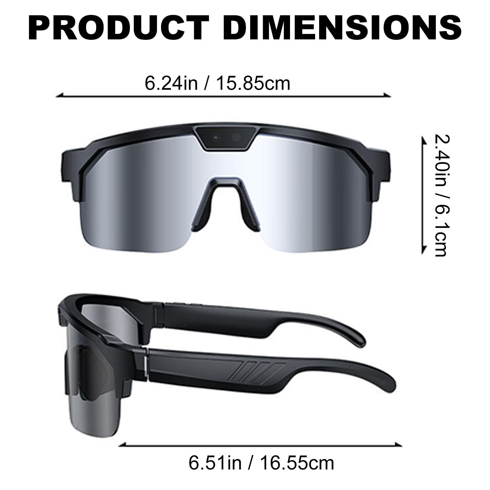 Occhiali da sole sportivi, fotocamera 1200p ciclismo Ai Smart Glasses, riconoscimento immagini AI, traduzione simultanea, minuti di riunione, sveglia vocale/cancellazione del rumore doppio microfono